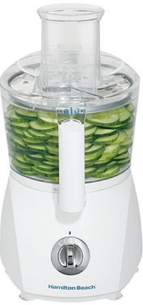 Hamilton Beach 70610 model ChefPrep Food Processor, Process more in less time, Ten-cup capacity, Powered by 500 watts, and featuring two speeds plus pulse control, Reversible slice/shred disc, Chopping blade, Large feed chute, Dishwasher safe bowl, lid and blades, Convenient cord storage, UPC Code 040094706105 (70-610 70 610)