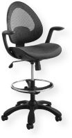 Safco 7066BL Helix Extended Height Chair, Black; Pneumatic Seat Height Adjustment, 360° Swivel, Tilt Tension, Tilt Lock; 250 lbs. Weight Capacity; Dual Wheel Carpet Casters; 2 1/2" Diameter Wheel/Caster Size; Seat Size 19"w x 18"d; Back Size 17 1/2"W x 19-21"H; Seat Height 24 1/2-32"H; 23" Diameter Base Size; Nylon Mesh Upholstery (7066-BL 7066 BL 7066B) 