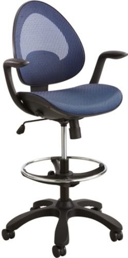 Safco 7066BU Helix Extended Height Chair, Blue; Pneumatic Seat Height Adjustment, 360 Swivel, Tilt Tension, Tilt Lock; 250 lbs. Weight Capacity; Dual Wheel Carpet Casters; 2 1/2