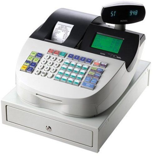 Royal 710ML Alpha Heavy-Duty Electronic Cash Register, 200 Departments for sales analysis by category of merchandise, 2000 Price-Look-Ups (PLU) for quick, accurate entry of frequently sold items, Serial connection to connect the register to your PC or bar code scanner, 40 Clerk ID System can program each clerk with a 24 character name or description, UPC 022447294033 (ROYA710ML 710ML A710ML)
