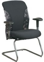 Office Star 7165 Mesh Back Visitors Chair with Titanium Finish, Thickly padded contoured mesh seat and back, Built-in lumbar support, Width and ratchet height adjustable arms, 20.5" W x 19" D x 3.25" T Seat size, 19.5" W x 22" H Back size, 19.5" Arms max inside (71-65 71 65) 