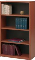 Safco 7172CY ValueMate 4-Shelf Economy Bookcase, Cherry; 24 ga. Material Thickness; Powder Coat Paint/Finish; 1" increments Shelf Adjustablity; 70 lbs. (evenly distributed) Capacity Shelf; Steel Material; At least 50% Recycled; Dimensions 31 3/4"w x 13 1/2"d x 54"h; Weight 36 lbs. (7172-CY 7172 CY 7172C) 