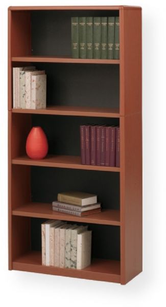 Safco 7173CY ValueMate 5-Shelf Economy Bookcase, Cherry; 24 ga. Material Thickness; Powder Coat Paint/Finish; 1