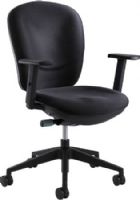 Safco 7205BL Rae Task Chair, Black; Synchro Mechanism with Seat Slide; 250 lbs. Weight Capacity; Seat Size 19 1/2"w x 18 1/2"d; Back Size 20"h x 19"w; Seat Height 16-19"; 26" Diameter Base Size; Included height and width adjustable T-pad arms; Dimensions 26"w x 26"d x 38" to 41"h (7205-BL 7205 BL 7205B) 