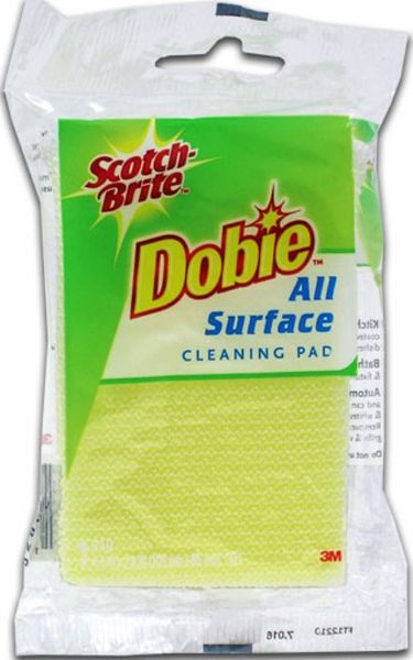 3M Scotch Brite 720-DS Dobie All Surface Textured Cleaning Pad, Yellow, Measures 4.3 x 2.6 in, Perfect for Cleaning in Kitchen, Bathroom and Auto, Printed Use & Care Instructions, Color Retail Bag, 0.03 lbs, UPC 051141916071 (720DS 720-DS 720 DS)
