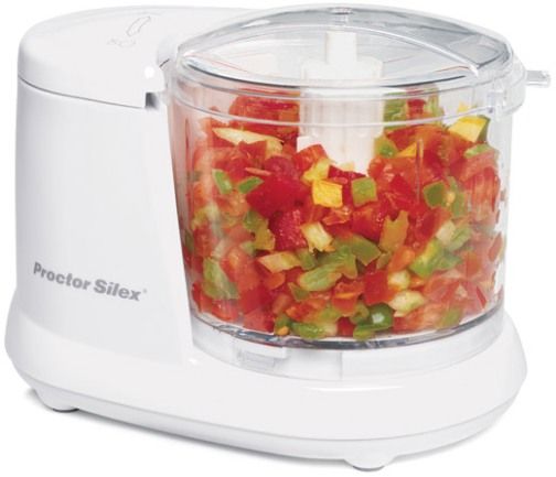 Proctor Silex 72500R Food Chopper, 1.5 Cup capacity, Pulse speed control, Dishwasher safe bowl, lid and blade, Stainless Steel Processing Blade, Dimensions (LxWxH) 8 x 4 x 5 Inches, Weight 2.26 lbs, UPC 022333725009 (725-00R 725 00R 72500 Proctor-Silex Hamilton Beach)