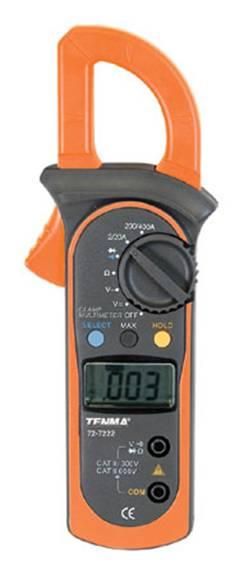 Tenma 72-7222 Compact Clamp Meter with Temperature; 1999 count autoranging display; 10M input impedance; Diode test; Continuity buzzer; Max hold; Data hold; Full icon display; Sleep mode; Low battery indicator; Includes zipper case (727222)