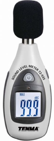 Tenma 72-935 Compact A-Weighted Sound Level Meter, Simple onebutton operation, Selectable MIN/MAX hold, Large 