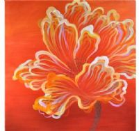 Basset Mirror 7300-071EC Orange Expression Hand-Painted Canvas, Oil/Acrylic Finish, Hand-Painted Canvas, 40" W x 40" H, UPC 036155287362 (7300071EC 7300 071EC 7300-071EC) 