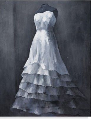 Bassett Mirror 7300-117EC Model 7300-117 Thoroughly Modern Wedding Gown Artwork, Oil and Acrylic canvas is dressed with an enchanting wedding gown on display, Dimensions 48