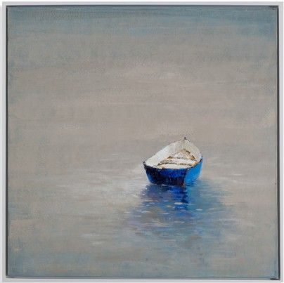 Bassett Mirror 7300-136EC Model 7300-136 Pan Pacific Summer Solitude Artwork, Moored in calm water, this bright blue rowboat is ready to take you away, Presented in oil and acrylic on canvas, Weight 14 pounds, UPC 036155307893 (7300136EC 7300 136EC 7300-136-EC 7300136)