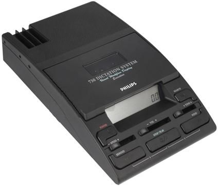 Philips 730D Mini Cassette Executive Desktop Dictation Kit; Dimensions : 5.3'' x 9.1'' x 2''; Weight : 40.25 oz; Uses Mini-cassette 0005 & 0007; Acoustic frequency response: 200 - 6,000 Hz; Output power: > 600 mW (730-D, 730 D)