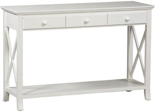 Linon 73641C118-01-KD-U Warwick Console Table, Stark White Finish, Three drawers provide convenient storage for your magazines, remotes, or other items, while the spacious table top and lower shelf will display your favorite collectables (73641C11801KDU 73641C118-01-KDU 73641C11801-KD-U 73641C118-01KDU 73641C118)