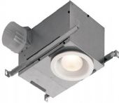 Broan 744LEDNT 70 CFM Recessed Bath Fan/Light, LED Lighting, ENERGY STAR® qualified; 70 CFM Recessed Bath Fan/Light, LED Lighting, ENERGY STAR® qualified; ENERGY STAR qualified; Multiple units can easily be used in larger rooms; 14 watt, GU24 based, BR30-shaped, LED bulb included; 6-7/8" high housing appropriate for new construction and 2" X 8" ceiling joists; Duct Size: 4"; ENERGY STAR® qualified: Yes; Lighting Type: LED,; Sones: 1.5; UPC 026715209163 (744LED 744LED 744LED) 