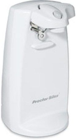 Proctor Silex 75224RY Power Opener Can Opener, White, Extra tall for opening large cans, Twist-off cutting lever for easy cleaning, Knife sharpener, Cord storage, Ergonomic (75224-RY 75224 RY 75224R)