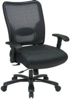 Office Star 75-47A773 Space Collection Big and Tall Double Air Grid Back & Leather Seat Ergonomic Chair with Lumbar Support, Thick padded mesh seat, Double air grid back with built-in adjustable lumber support, Mid pivot knee tilt control, Pneumatic seat height adjustment, Adjustable tilt tension, 400 lb capacity Big and tall chair (75 47A773 7547A773) 