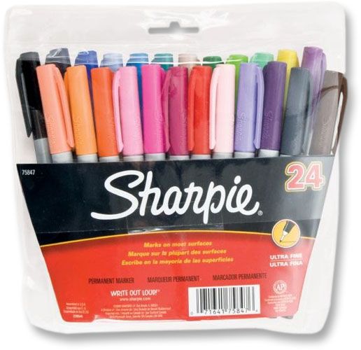 Sharpie 75847 Ultra Fine Point Permanent Marker 24-Color Set; Quick-drying, water-resistant, high intensity inks proven permanent on most surfaces; AP certified, non-toxic ink formula; Colors subject to change; Dimensions 7.63