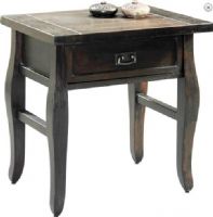 Linon 76057KRUS-01-KD-U Tahoe End Table, Plank style table top, One drawers for extra storage, Dark Brown Finish, Old world hardware, Spacious top holds your beverages, magazines, and other objects, Deep, rich dark tobacco finish, 24.02"W x 17.99"D x 24.02"H , UPC 753793897813 (76057KRUS01KDU 76057KRUS-01-KD-U 76057KRUS 01 KD U)  