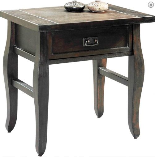 Linon 76057KRUS-01-KD-U Tahoe End Table, Plank style table top, One drawers for extra storage, Dark Brown Finish, Old world hardware, Spacious top holds your beverages, magazines, and other objects, Deep, rich dark tobacco finish, 24.02