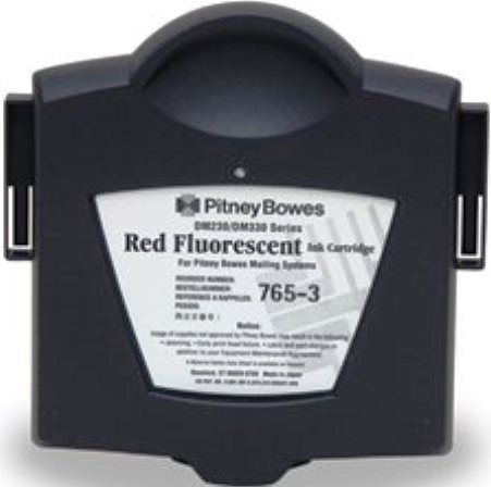 Pitney Bowes 765-3 Fluorescent Red Ink Cartridge For use with DM200i, DM300i, DM300L, DM400i and DM400L Postage Meters; Yields up to 8000 impressions, New Genuine Original OEM Pitney Bowes Brand (7653 765 3 76-53)