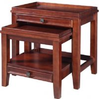 Linon 770001CHY01U Wander Nesting Tables; Has a sleek, versatile design that allows it to complement any home's existing furnishings; Straight lined design and cherry finish keeps the piece simple, yet sophisticated; Perfect for placing next to a chair, sofa or bed; 200 Lbs weight capacity; UPC 753793932149 (770001-CHY01U 770001CHY-01U 770001-CHY-01U) 