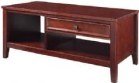Linon 770025CHY01U Wander Coffee Table; Has a sleek, versatile design that allows it to complement any home's existing furnishings; Straight lined design and cherry finish keeps the piece simple, yet sophisticated; Perfect anchor piece to any living space; A single drawer provides ample storage for remotes, keys and more; UPC 753793932170 (770025-CHY01U 770025CHY-01U 770025-CHY-01U) 