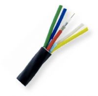 Belden 7712A B59500, Model 7712A, 5-Coax, AWG18 VideoFLEX RG-6 Snake Cable; Black and Matte; Digital Coax Snake Cable; RG-6; 5 Coax 18 AWG; Solid bare copper conductors; Foam HDPE core; Duofoil and tinned copper braid; CMR Riser-Rated, PVC jacket; UPC 612825357254 (BTX 7712AB59500 7712A B59500 7712A-B59500) 