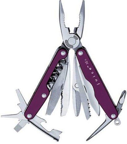 Leatherman 78105003K; Multi Tool Juice XE6 Pocket, Thunder Purple, Clam, Needlenose Pliers, Straight Knife, Wire Cutters, Hard-Wire Cutters, Extra-Small Screwdriver, Materials: Stainless steel with anodized aluminum scales (78105003K 781-05003K 78105003 781-05003 XE-6 X-E6)