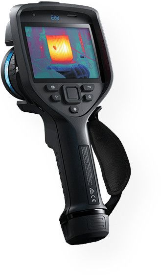 FLIR 78511-1301-NIST Model E86-14-NIST Advanced Thermal Imaging Camera, Black, 14-degree NIST Calibrated Lens; UltraMax and MSX ensure crisp, vibrant thermal images; 4 in., 640 x 480 pixel touchscreen LCD with auto-rotation; 5 MP, with built-in LED photo/video lamp; Removable SD card; Rechargeable Li-ion battery, more than 2.5 hours typical use; 3 Spotmeters Live Mode, 3 Area Meters Live Mode (FLIR785111301NIST FLIR 78511-1301-NIST E86-14-NIST TERMAL CAMERA)