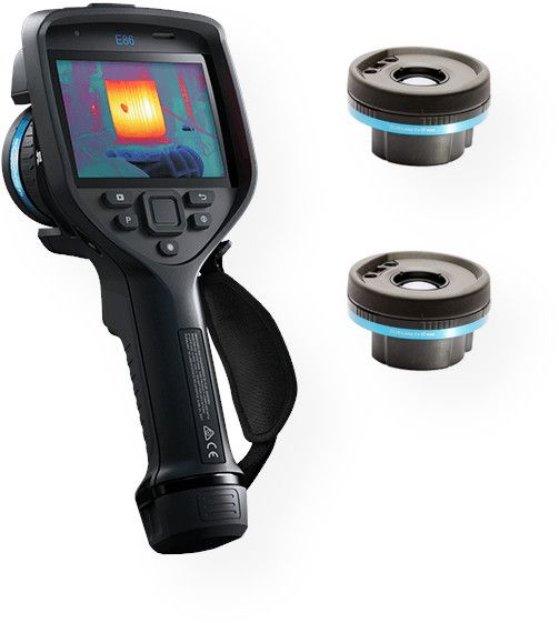 FLIR 78514-1301-NIST Model E86-24-14-NIST Advanced Thermal Imaging Camera, Black, 24 and 14-degree NIST Calibrated Lenses; UltraMax and MSX ensure crisp, vibrant thermal images; 4 in., 640 x 480 pixel touchscreen LCD with auto-rotation; 5 MP, with built-in LED photo/video lamp; Removable SD card; Rechargeable Li-ion battery, more than 2.5 hours typical use (FLIR785141301NIST FLIR 78514-1301-NIST E86-24-14-NIST TERMAL CAMERA)