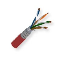 BELDEN7921A0021000, Model 7921A, 24 AWG, 4-Pair, Riser-Rated, Industrial Ethernet Cat 5e Cable; Red; 4 Bonded-Pair 24AWG Bare Copper conductors; PO Insulation; Overall Beldfoil and Tinned Copper Braid Shield; PVC Outer Jacket; CMR and CMX-Outdoor Rated ; UPC 612825191247 (BELDEN7921A0021000 TRANSMISSION PLUG WIRE ELECTRICITY) 