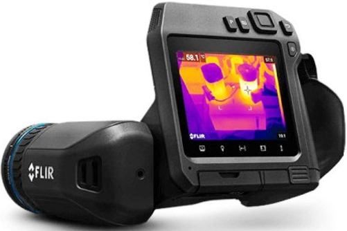 FLIR 79301-0201-NIST Model T540-14-NIST Professional Thermal Camera with NIST Calibration, 14 degrees Lens and FLIR Tools+; Reduce the strain of full-day inspections with 180 degrees rotating optical block for imaging targets overhead or below; Scan large areas from a safe distance with up to 464 x 348 resolution, delivering 161472 non-contact temperature measurement points; UPC: 793950793114 (FLIR793010101NIST FLIR 79301-0101-NIST T540-14-NIST THERMAL CAMERA)