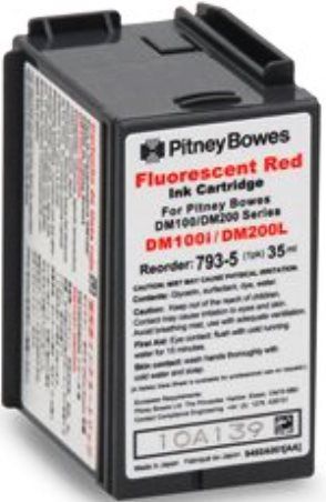Pitney Bowes 793-5 Fluorescent Red Ink Cartridge For use with DM100i, DM125i, DM150i, DM175i, DM200L and DM225 Postage Meters; Yields up to 2800 impressions, New Genuine Original OEM Pitney Bowes Brand (7935 793 5 79-35)