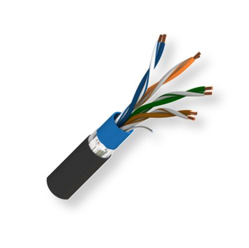 BELDEN7937A0101000, Model 7937A, 24 AWG, 4-Bonded-Pair, Industrial Ethernet Cat 5e Cable; Black Color; 4 Bonded-Pair 24AWG Bare Copper conductors; PO Insulation; Overall Beldfoil Tape Shield; PO Outer Jacket; PO Inner Jacket; OSP Burial; UPC 612825191728 (BELDEN7937A0101000 TRANSMISSION CONNECTIVITY INDUSTRIAL WIRE)