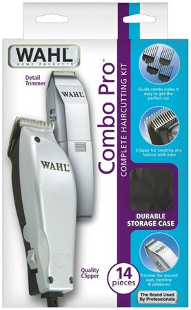 Wahl 79450 Combo Pro 14-Piece Haircutting Kit; Single-Cut Clipper & Guard; Performance Trimmer & Guard; 6 Guide Combs (1/8