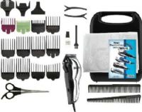 Wahl 79520-500 Chrome Pro 25 Pieces Haircutting Kit; MC Clipper with Blade Guard; Includes: 14 Guide Combs, Barber Comb, Styling Comb, Scissors, Cape, 2 Hair Clips, Cleaning Brush, Clipper Oil, Styling Guide and 7" Handled Storage Case; UPC 043917795164 (79520500 79520 500 795-20500 7952-0500) 