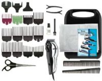 Wahl 79520-508 Chrome Pro 25-Piece Hair Cutting Kit; Includes: Multi-cut Clipper, Blade Guard, Durable Storage Case, Barber Comb, Styling Comb, Scissors, Cape, Blade Oil, Cleaning Brush, 2 Hair Clips, 12 Guide Combs (1.5mm, 3mm, 4.5mm, 6mm, 10mm, 13mm, 16mm, 19mm, 22mm, 25mm, Left Ear Taper and Right Ear Taper), Eyebrow Trim Guide Comb, Ear Trim Guide Comb and Instructions; UPC 043917000640 (79520508 79520 508)  