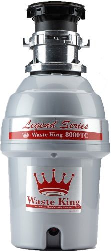 Waste King 8000TC Legend Series 1 Horsepower Disposer, High speed 2800 RPM Permanent Magnet Motor Produces More Power per Pound, 115 Voltage, 60 Hz, 7.0 Current-Amps, Permanent Magnet Motor, 3 Position Stopper/Actuator, Stainless Steel & Celcon Sink Flange, ABS Waste Elbow, Stainless steel rust free grinding components, UPC 029122780010 (8000-TC 8000 TC)