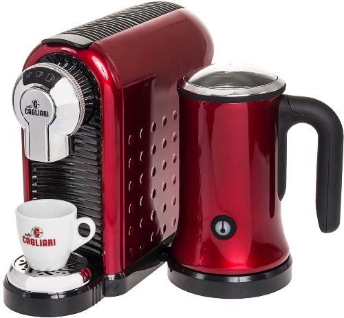 Caffe Cagliari 8004413900270 Carina Italian Coffee Espresso Machine w/ Milk Frother, Red; Beautifully easy to use, crafted and simplistic design functions ensure that that you can easily perfect the ideal taste and flavor that you desire from your cup of coffee; Soft touch display; Easy water tank refill system; Fully automatic extraction process make at-home brewing a breeze (800-4413900270 800441-3900270 800441390-0270 8004413900-270)