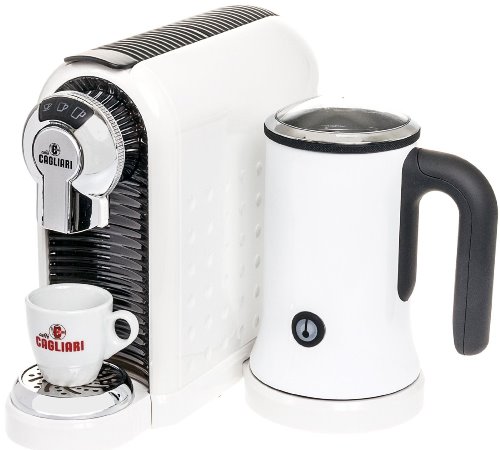 Caffe Cagliari 8004413900287 Carina Italian Coffee Espresso Machine w/ Milk Frother, White; Beautifully easy to use, crafted and simplistic design functions ensure that that you can easily perfect the ideal taste and flavor that you desire from your cup of coffee; Soft touch display; Easy water tank refill system; Fully automatic extraction process make at-home brewing a breeze (800-4413900287 800441-3900287 800441390-0287 8004413900-287)