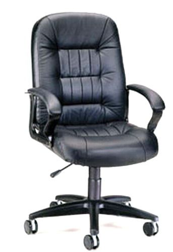 OFM 800-L; Black Leather Big and Tall Chair, Gas lift seat height adjustment, 400 lb. weight capacity, Swivel mechanism, Hi-density 5 1/2