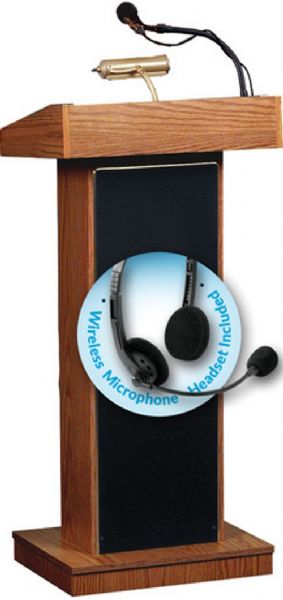 Oklahoma Sound 800X-MO/LWM-7 Orator Floor Lectern, 40 Watts Power output, Wireless headset mic, Four 6