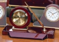 River City Clocks 802-395 9" x 5" Desk Alarm Clock with Pen, Rosewood Finish (802395 802 395) 