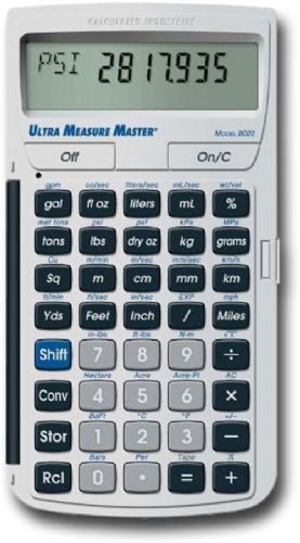 Calculated Industries 8025 Ultra Measure Master, Calculator; Professional-grade, feet-inch-fraction and metric dimensional calculator that delivers 60 of the most needed English-metric (SI) conversions resulting in over 400 conversion combinations; UPC CALCULATEDINDUSTRIES8025 (CALCULATEDINDUSTRIES8025 CALCULATED INDUSTRIES 8025)