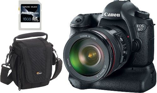 Canon 8035B009-3A-KIT EOS 6D Digital SLR Camera with EF 24-105mm f/4L IS USM Standard Zoom Lens, Camera/Compact Camcorder Bag and 16GB SDHC Memory Card, 3.0-inch Clear View LCD monitor, 160 viewing angle, 1040000-dot VGA, 20.2 Megapixel Full-Frame CMOS sensor, Built-in Wi-Fi transmitter, UPC 091037253675 (8035B0093AKIT 8035B0093A-KIT 8035B009-3AKIT 8035B009 3A-KIT)