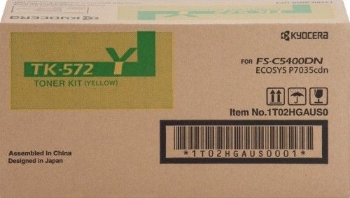 Kyocera 1T02HGAUS0 model TK-572Y Original Toner Cartridge, Yellow Print Color, Laser Print Technology, 12000 Pages Typical Print Yield, For use with Kyocera Mita FSC5400DN Printer, UPC 803983061484 (1T02HGAUS0 1T02-HGAUS0 1T02 HGAUS0 TK572Y TK-572Y TK 572Y)