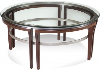 Bassett Mirror 8116-120-911EC Model 8116-120-911 Thoroughly Modern Fusion Round Cocktail Table, Cappuccino Finish, Dimensions 40