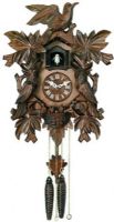 River City Cuckoo Clocks 813-16Q 16" Seven Leaves, Three Birds with Nest, Quartz Movement, Features a night shut off mechanism for disabling cuckoo and sounds during sleeping hours, Clock is driven by three weights which dangle from the clock, All dials and birds are wooden, Clocks have great detail with a deeper carve then most cuckoo clocks, UPC 711705003103 (81316Q 813 16Q 813-16) 