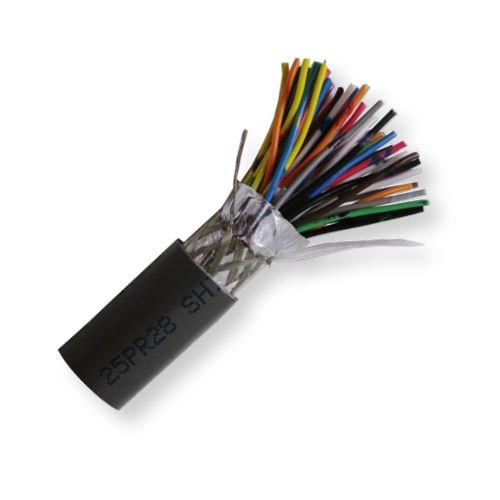 BELDEN8155060100, Model 8155, 25-Pair, 28 AWG, Low Capacitance, Computer EIA RS-232/485 Cable; Chrome Color; CL2-Rated; 28 AWG stranded Tinned copper conductors; Datalene insulation; Overall Beldfoil tape and Tinned copper braid shield; 28 AWG stranded tinned copper drain wire; PVC jacket; UPC 612825195511 (BELDEN8155060100 TRANSMISSION CONNECTIVITY ELECTRICITY WIRE)