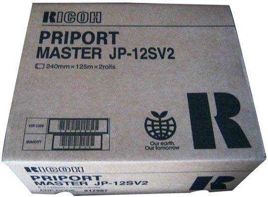 Ricoh 817567 Model JP-12SV2 Priport Master Roll (2 Pack) for use with Priport JP-1230 and JP-1235 Printer Digital Duplicators; Dimensions 240mm x 125m; New Genuine Original OEM Ricoh Brand, UPC 708562515986 (81-7567 817-567 8175-67 JP12SV2 JP 12SV2) 